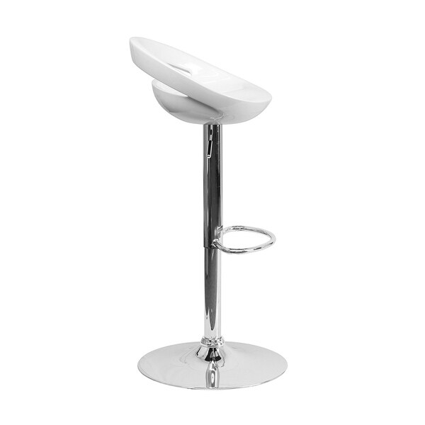 Contemporary Plastic Adjustable Height Bar Stool With Chrome Base