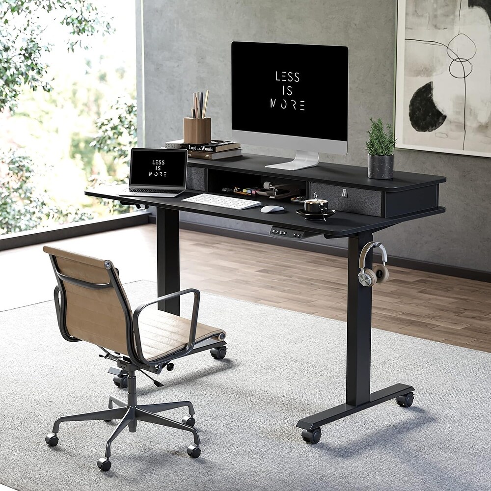 FEZIBO/Home Office Fuirniture/Wood/Standing Desk With 2 Drawers Storage /Desks