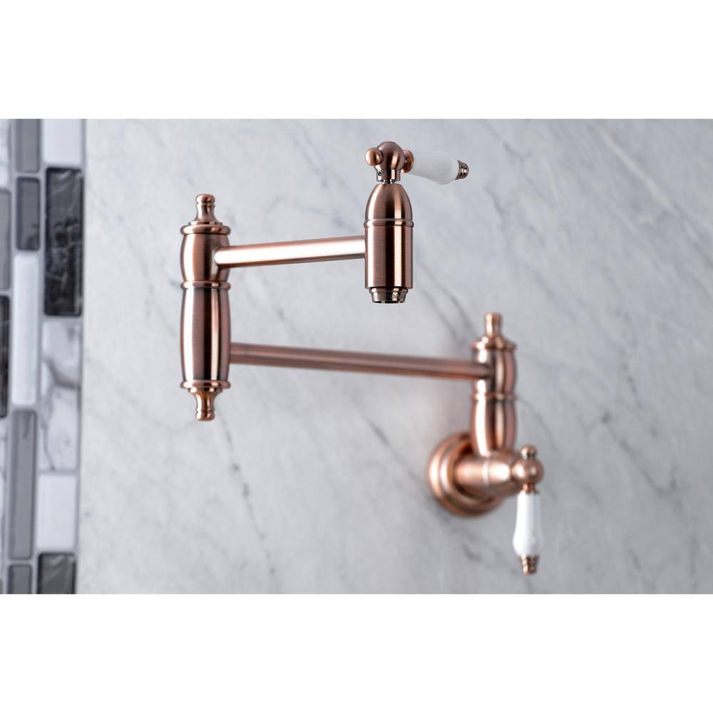 Kingston Brass Restoration Wall Mounted Pot Filler in Antique Copper HKS310PLAC