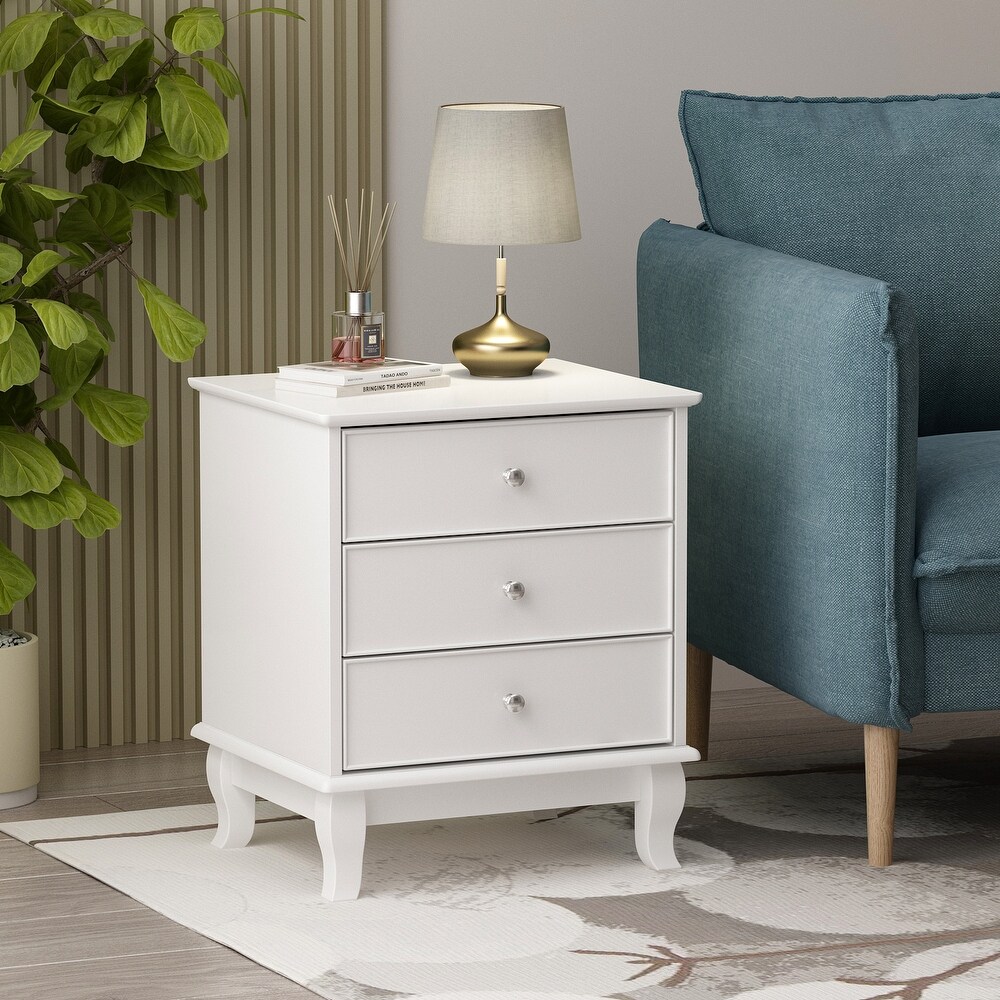 FUFU GAGA Nightstand Modern White Drawers Dresser Bedside Nightstand