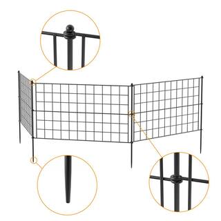 FUFUGAGA 51.2 in. H x 15 ft. W Black Steel Garden Fence Panel Rustproof Decorative Various Combinations Garden Fence (10-Pack) KF170287-01