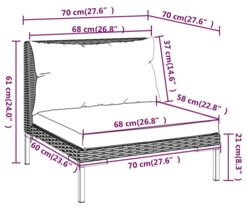 vidaXL Patio Lounge Set Outdoor Sectional Sofa 12 Piece Poly Rattan Dark Gray   Tropical   Outdoor Sofas   by vidaXL LLC  Houzz