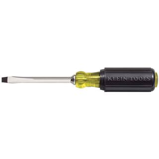 Klein Tools 38 in. Keystone-Tip Flat Head Screwdriver with 8 in. Square Shank- Cushion Grip Handle 600-8