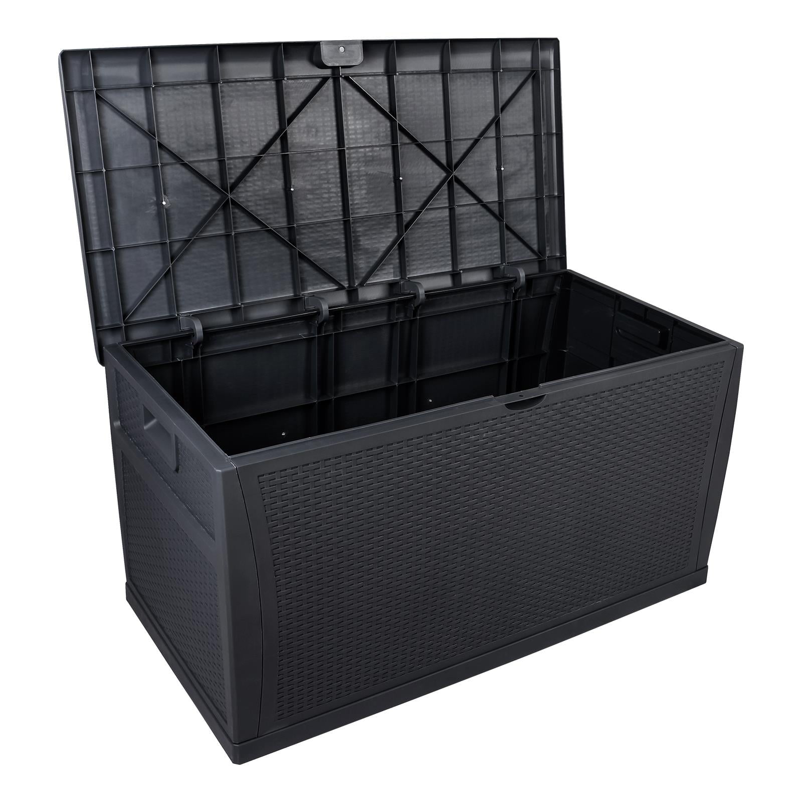 Ktaxon 120gal Garden Plastic Storage Deck Box Chest Tools Black