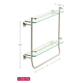 Delta 20 in. W Double Glass Shelf with Towel Bar in Brushed Nickel FSS07-BN