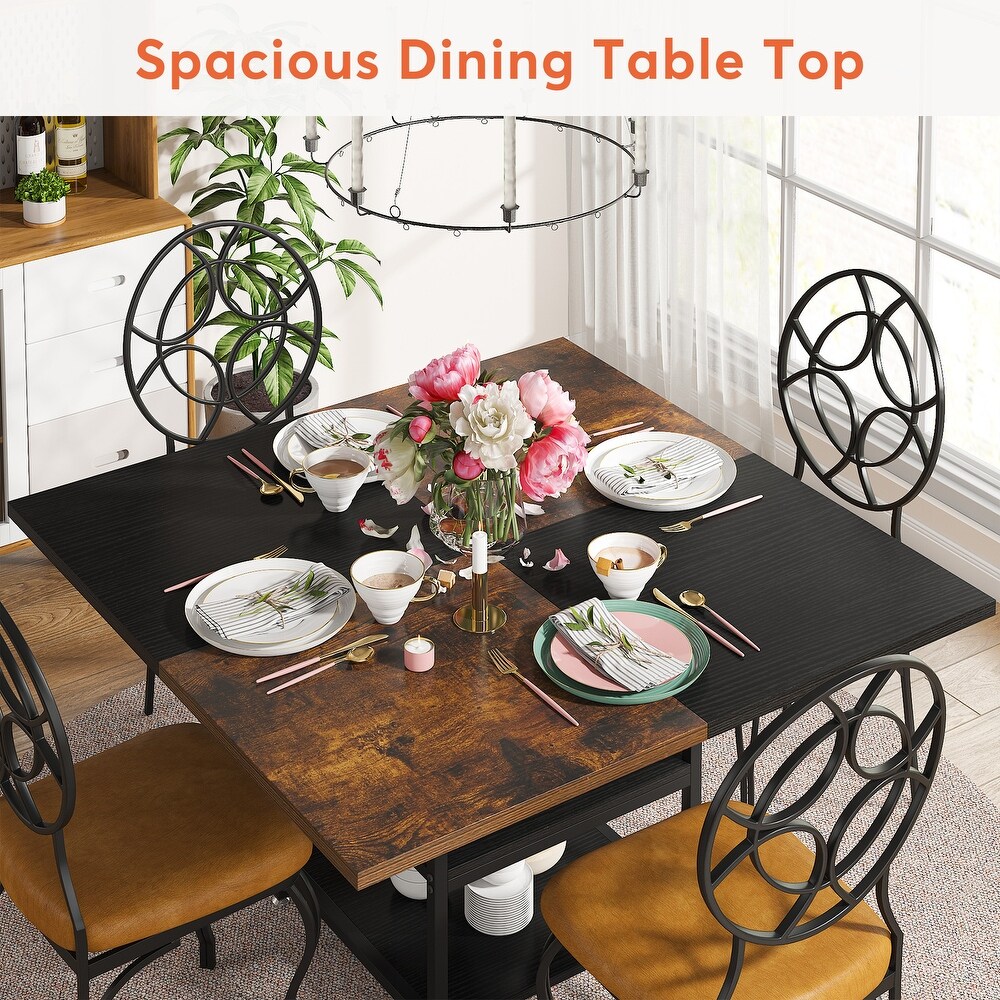 Round Dining Table with Storage Shelves Kitchen Dining Room Table