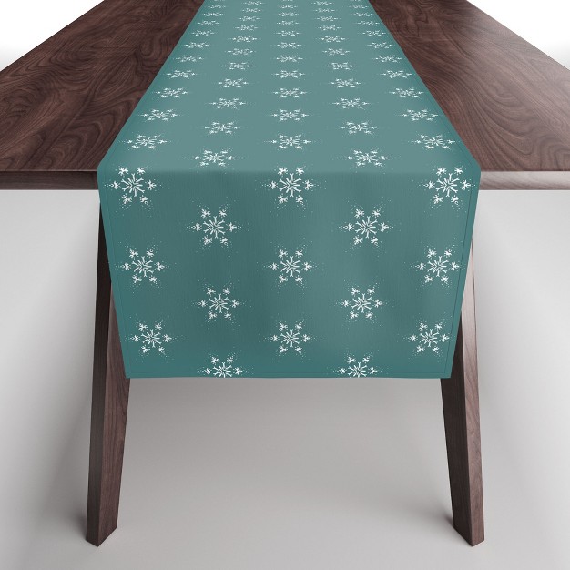 Sheila Wenzel ganny Holiday Green Snowflakes Table Runner Society6