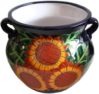 Large-Sized Sunflower Mexican Colors Talavera Ceramic Garden Pot