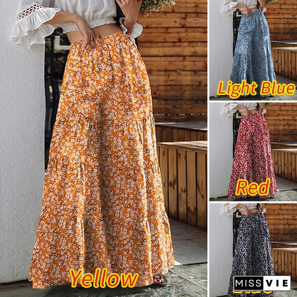 Fashion Summer Long Trousers Wide Legs Floral Printed Plus Size Vacation Holiday Pants