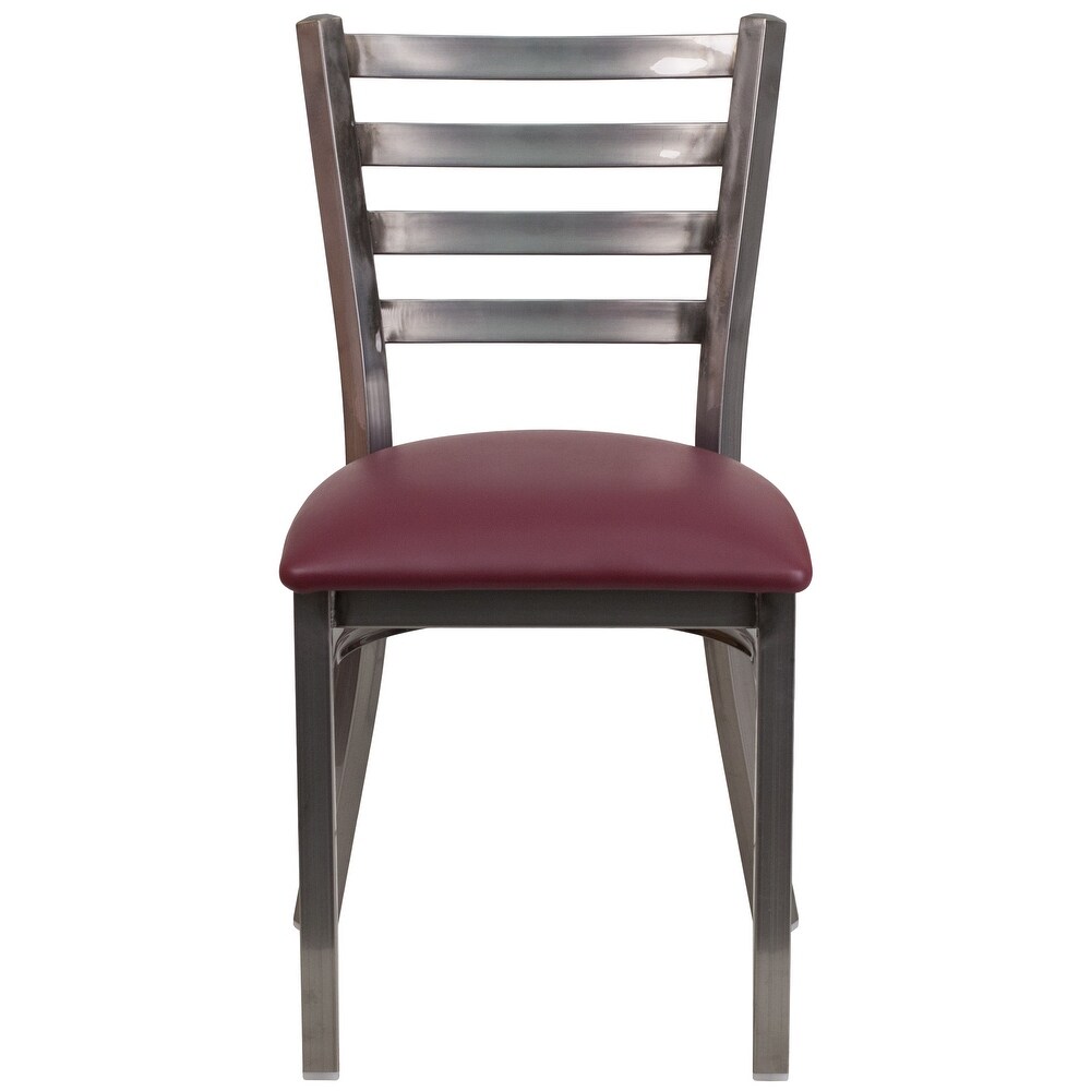 Clear Coated Ladder Back Metal Restaurant Chair   16.5\