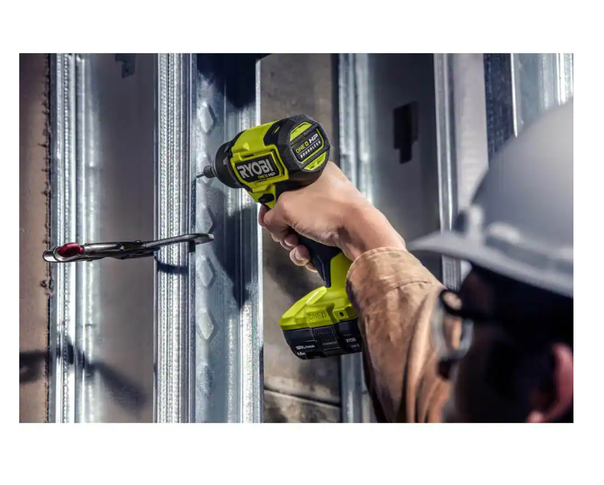 RYOBI PSBID01K-PSBRS01B ONE+ HP 18V Brushless Cordless Compact 1/4 in. Impact Driver and One-Handed Recip Saw Kit with (2) Batteries， Charger