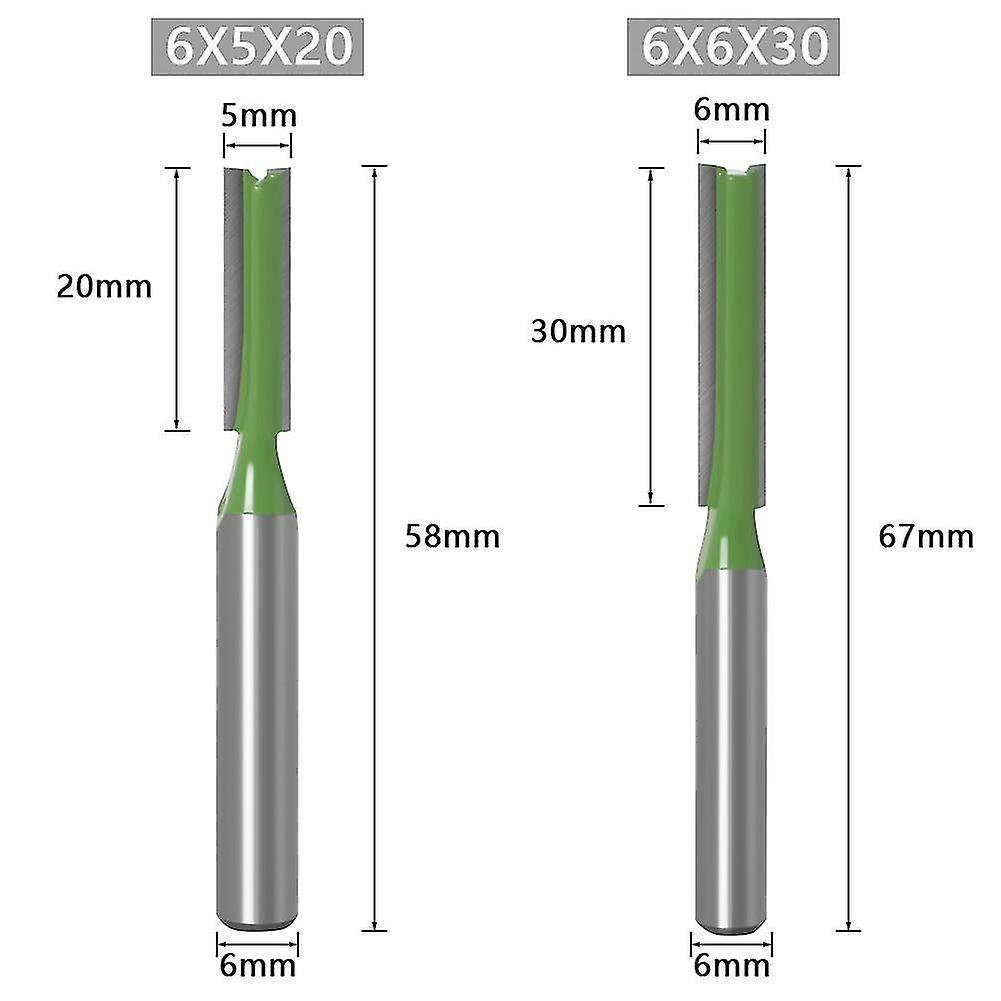 7pcs 6mm Shank Straight Router Bit Cutter With Carbide Edges Carpentry Cutter Woodworking Tool Cutter