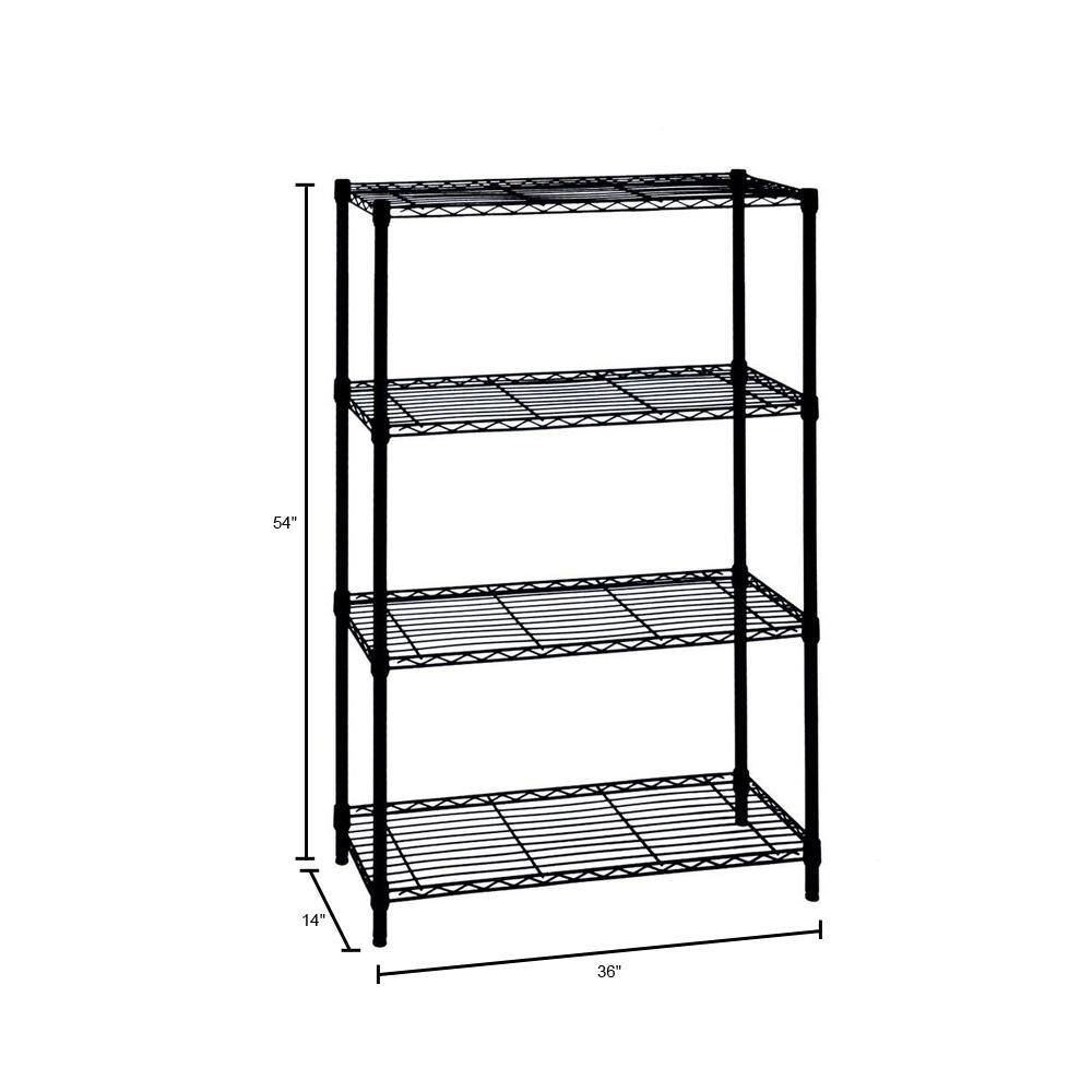 HDX 4-Tier Steel Wire Shelving Unit in Black (36 in. W x 54 in. H x 14 in. D) 21436BPS