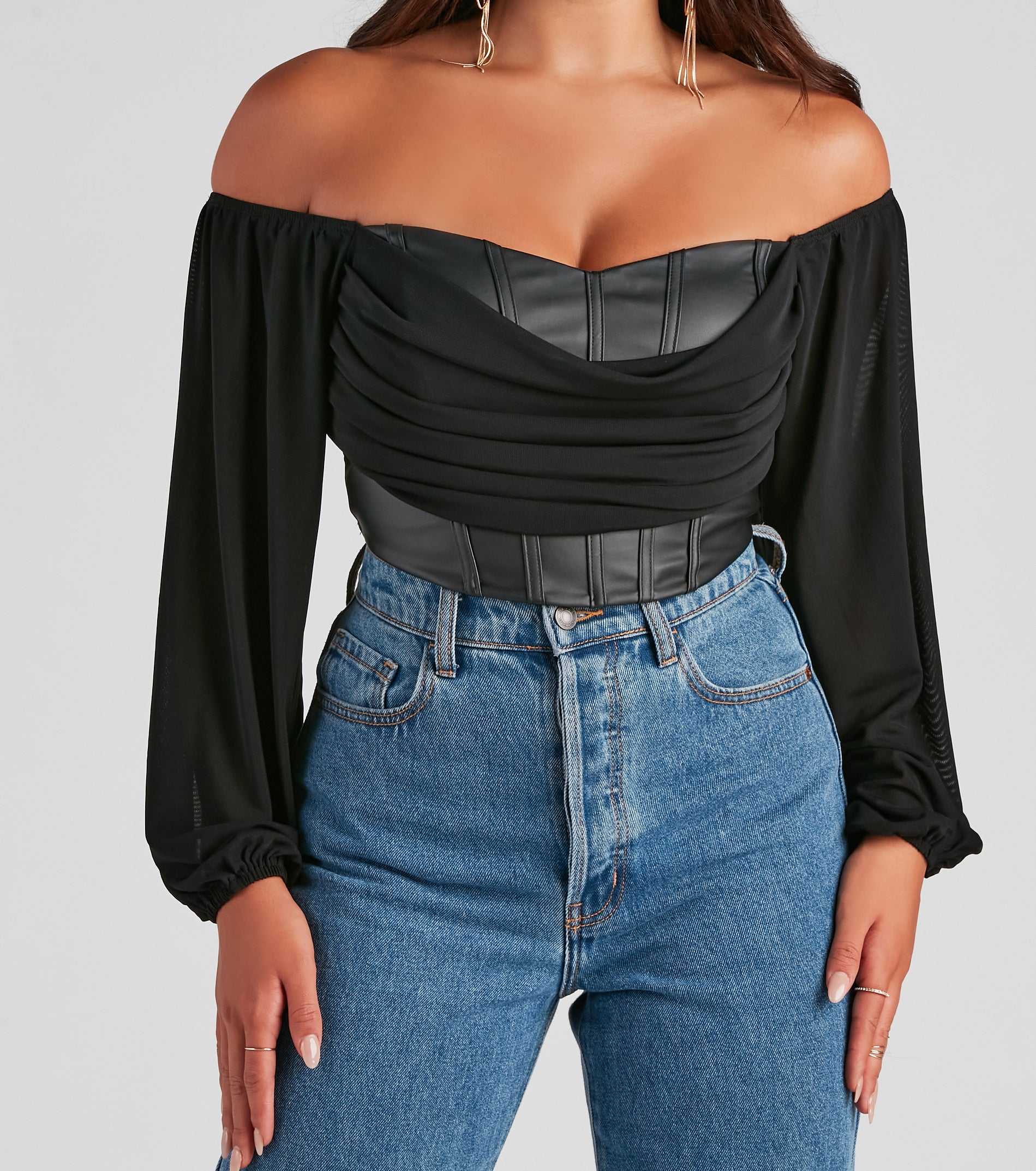 Edgy Luxe Off The Shoulder Corset Top