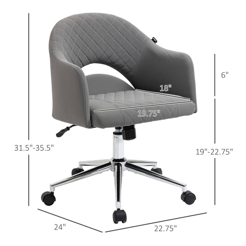 Vinsetto Grey, Ergonomic Office Chair with Swivel, Hollow Mid-Back Computer Desk Chair with Adjustable Height and Back Tilt 921-461LG