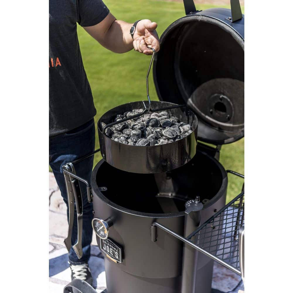 OKLAHOMA JOE'S Bronco Charcoal Drum Smoker Grill in Black with 284 sq. in. Cooking Space 19202089