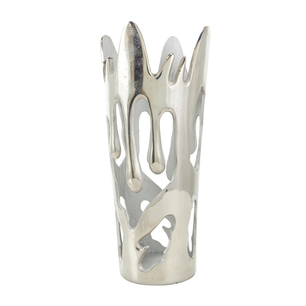 Silver  Gold or Black Aluminum Drip Vase with Melting Designed Body (Set of 2)