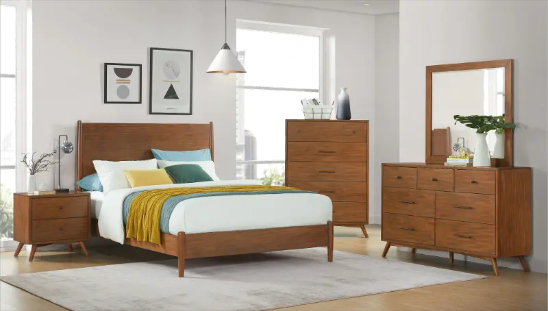 Robin Mid-Century Modern 4 Piece Queen Bedroom Set