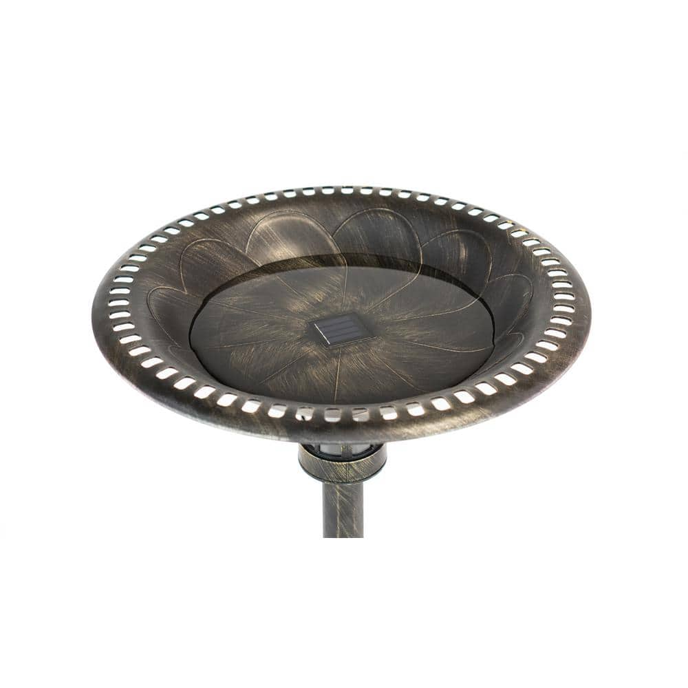 SunRay Beacon Point Solar Lighted Bird Bath in Brushed Bronze 841010