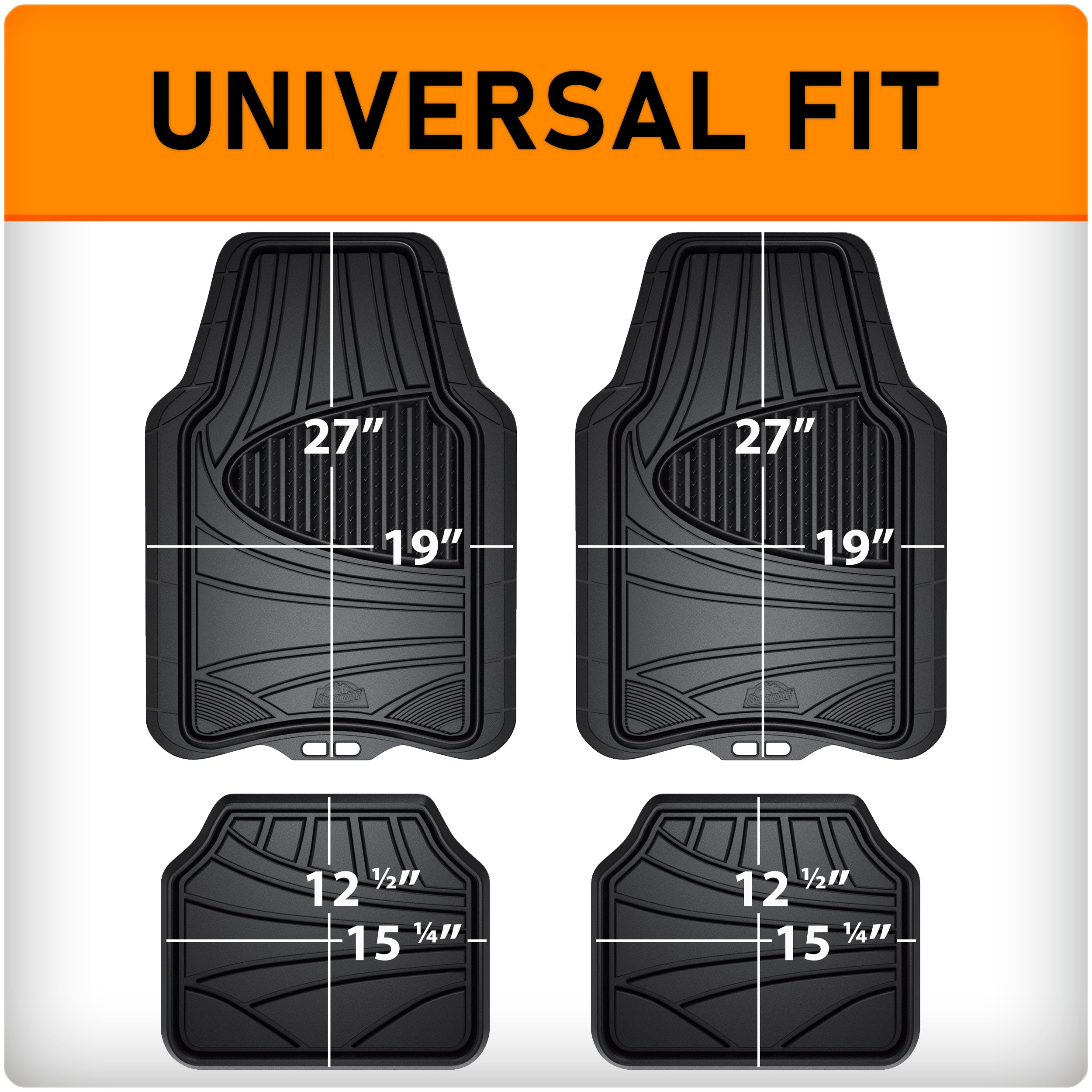 Armor All 4-Piece Black Rubber Car， Truck， SUV Floor Mats， All Weather Protection， Auto， Universal， Custom， Set， Front， Back