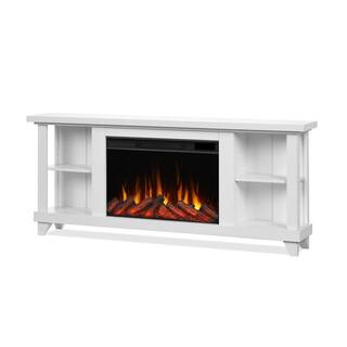 Real Flame Penrose Slim 58 in. Freestanding Wooden Electric Fireplace in White 7770E-W