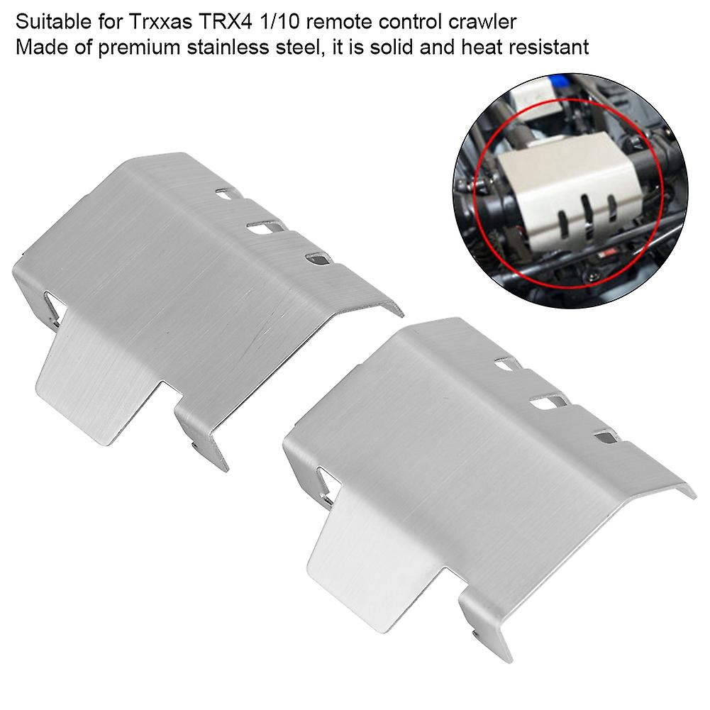 2pcs Stainless Metal Front Rear Axle Protective Guard Plate For Traxxas Trx-4 1/10 Rc Crawler