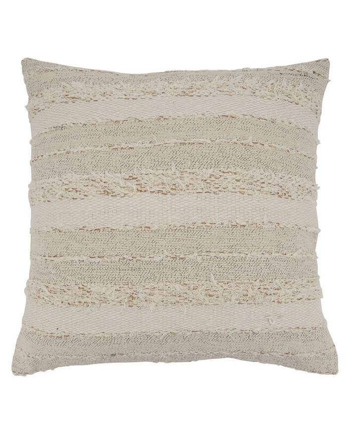 Saro Lifestyle Fringed Stripes Decorative Pillow， 22