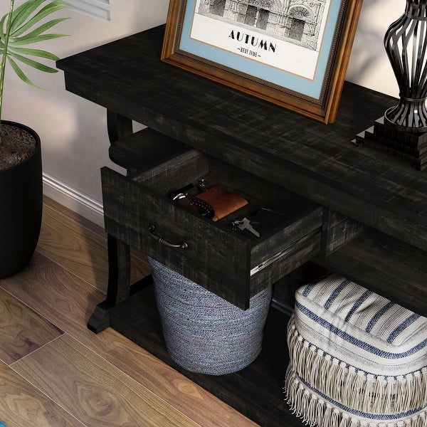 DH BASIC Reclaimed Black Oak 47-inch Storage Console Table by Denhour