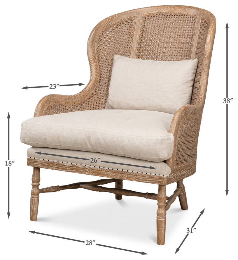 Randolph Wing Accent Chair Cane and Wood Frame   Traditional   Armchairs And Accent Chairs   by Sideboards and Things  Houzz