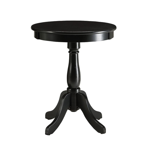 Wooden Side Table with Pedestal Base in Black