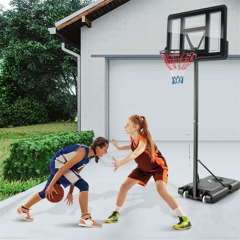 Outdoor Portable Basketball Hoop 12-Level Height Adjustable Basketball Goal System with 44 Inch Shatterproof Backboard for Kids Teens Adults