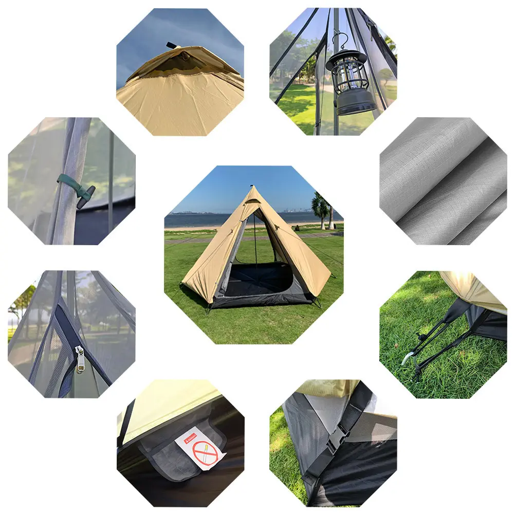 Mountaineering Hiking Pole 4 Season Waterproof Camping Pyramid Tent Nylon Outdoor Super LightWeight Teepee Outdoor Tent