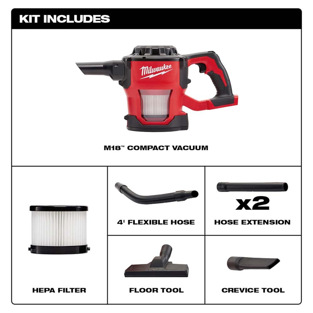 Milwaukee Tool 0882-20 Milwaukee M18 Compact Vacuum Cleaners