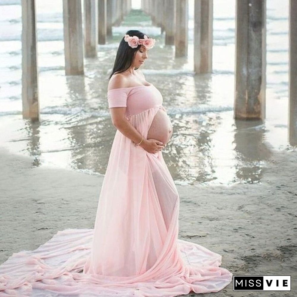 Sexy Women Skirt Chiffon Maternity Photography Props Dress Off Shoulders Women Fashion Dresses