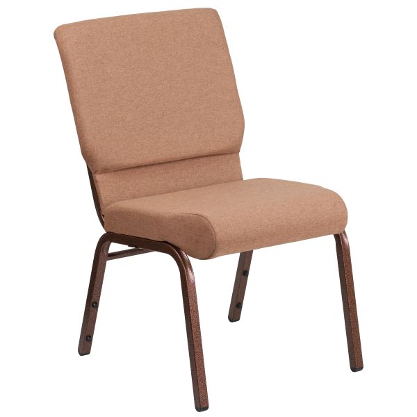 Flash Furniture HERCULES Series 18.5''W Caramel Fabric Stacking Church Chair with 4.25'' Thick Seat - Copper Vein Frame