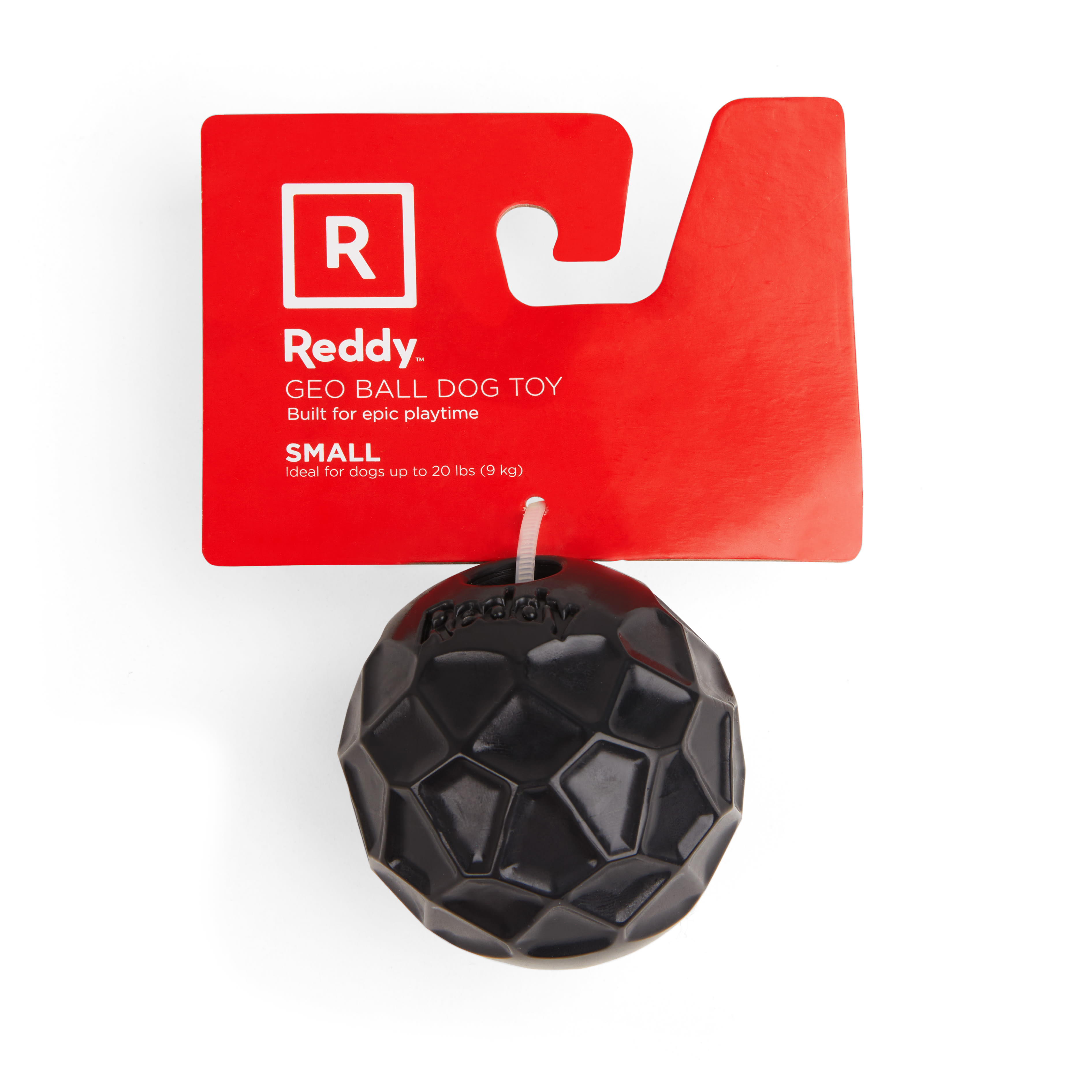 Reddy Black Geo Ball Dog Toy， Small