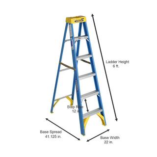 Werner 6 ft. Fiberglass Step Ladder (10 ft. Reach Height) 250 lbs. Load Capacity Type I Duty Rating 6006