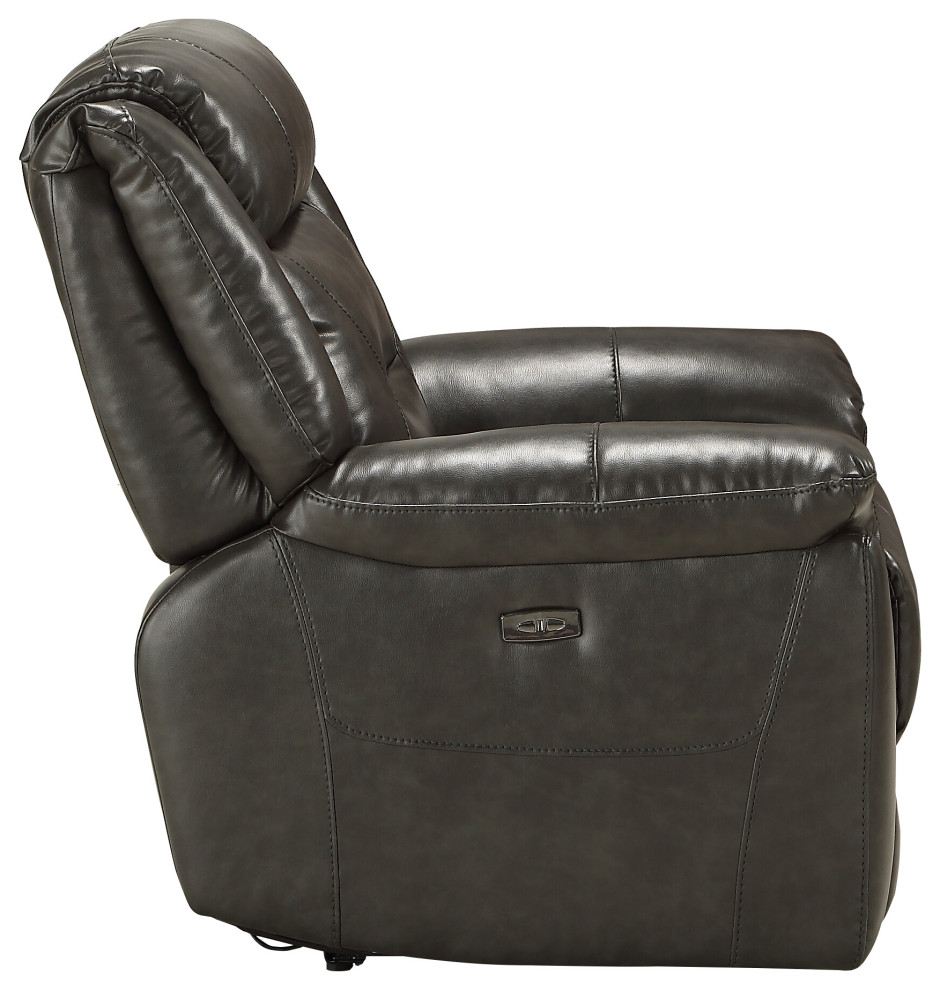 ACME Imogen Recliner  Power Motion  Gray Leather Aire   Contemporary   Recliner Chairs   by Homesquare  Houzz