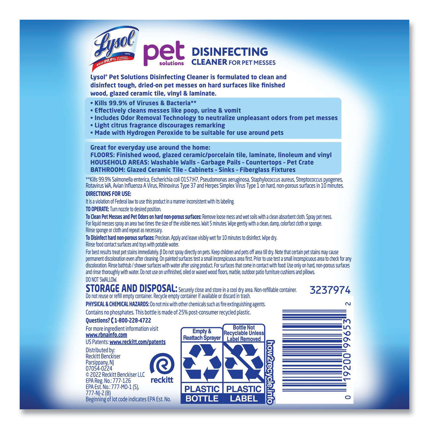 Pet Solutions Disinfecting Cleaner by LYSOLandreg; Brand RAC99653CT