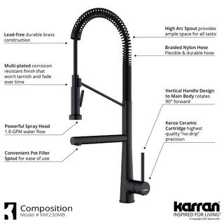 Karran Tumba Single Handle Pull Down Sprayer Kitchen Faucet in Matte Black KKF230MB