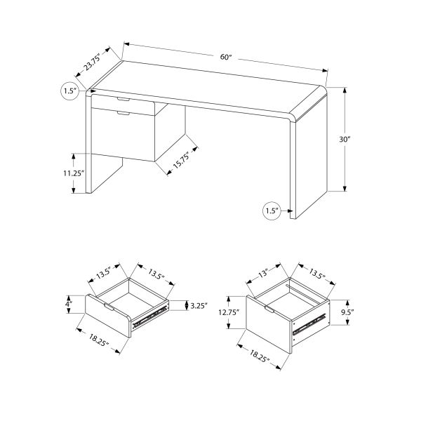 Computer Desk， Home Office， Laptop， Left， Right Set-up， Storage Drawers， 60