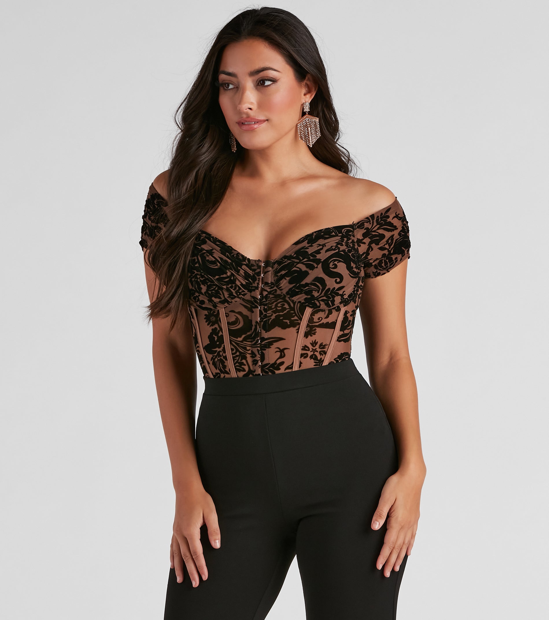 So Regal Flocked Velvet Bodysuit