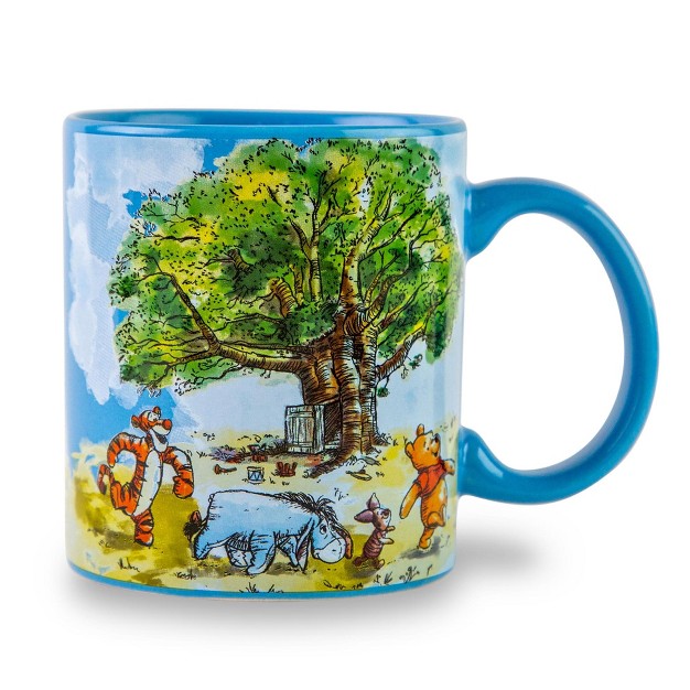 Silver Buffalo Disney Winnie The Pooh Group Walk Ceramic Coffee Mug Holds 20 Ounces