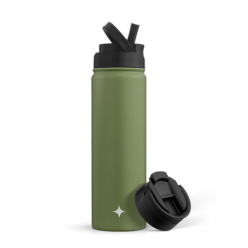 JoyJolt Triple Insulated 22-oz. Water Bottle with Flip Lid and Sport Straw Lid