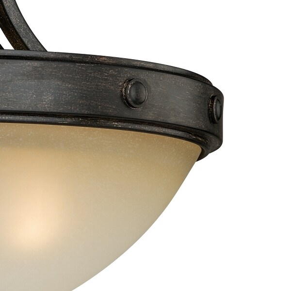 Halifax 14.5-in W Bronze Rustic Bowl Semi Flush Mount Ceiling Light Cream Glass - 14.5-in W x 12-in H x 14.5-in D