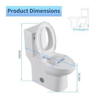 UPIKER Modern 12 in. Rough-In 1-piece 1.27 GPF Single Flush Elongated Toilet in White Seat Included UP2210TOW12335