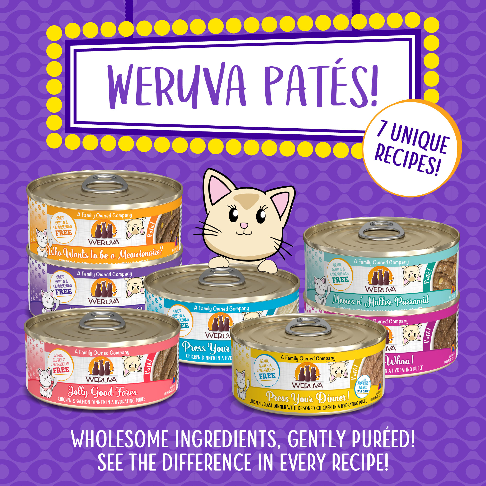 Weruva Pate Meal or No Deal! Chicken  Beef Dinner in a Hydrating Puree Wet Cat Food， 3 oz.， Case of 12