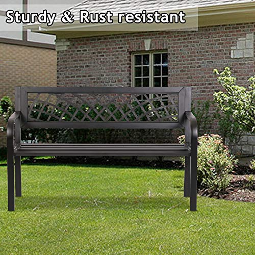 Park Benches Cast Iron Outdoor Bench Metal Garden Benches for Outdoors Patio, Black