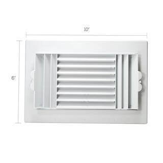 10 in. x 6 in. White Plastic 3-Way Ceiling Register RGC106