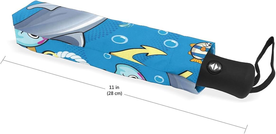 Rain Umbrella Automatic Windproof Foldable Umbrella Undersea Creatures Dolphins